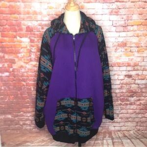 NU Trendz Women's Purple Tribal Southwestern Front Zip Hoodie